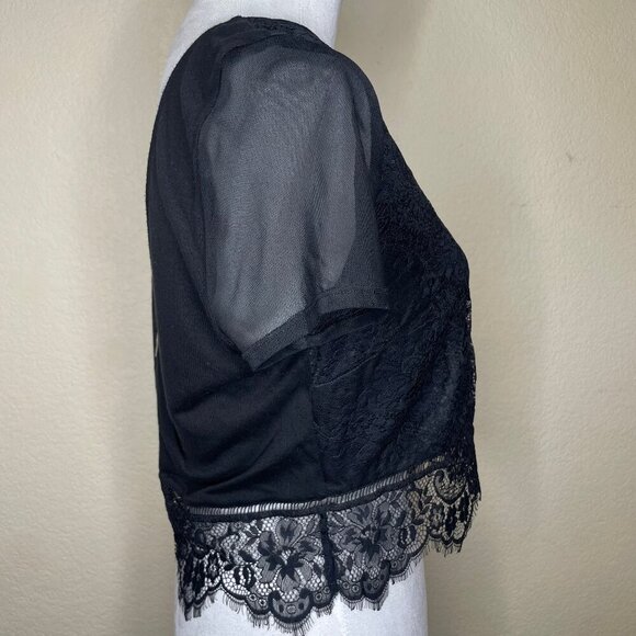 Express Women's Black Lace Sheer Crop Top with Zip up Back Sexy Flirty Medium - Picture 4 of 11